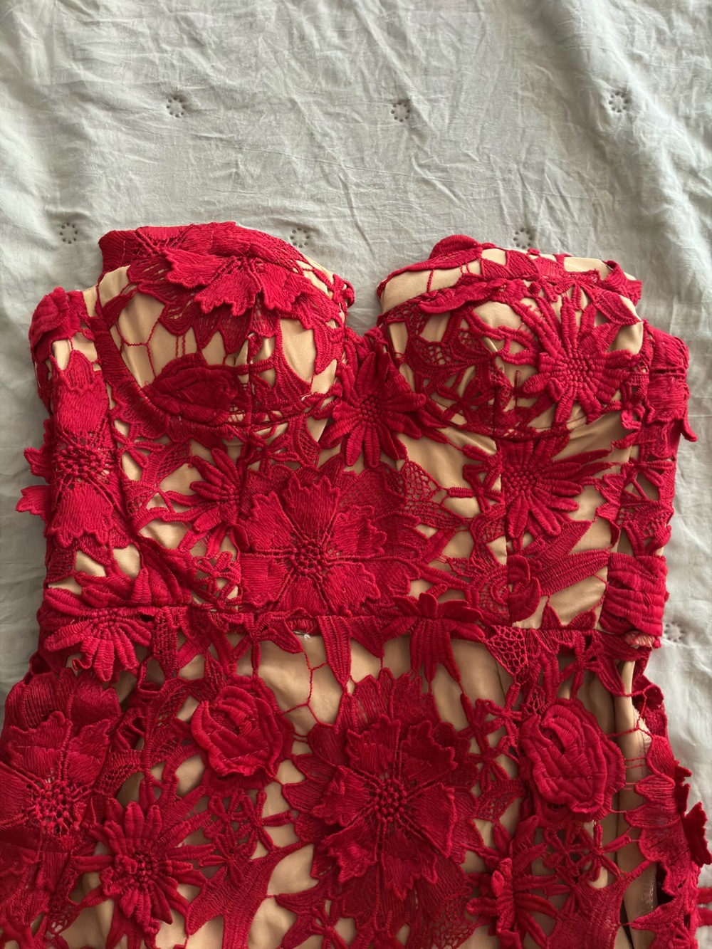 Red Floral Lace Bustier Bodysuit
